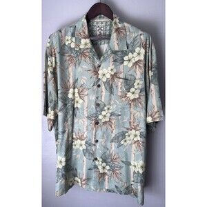Montego Mon (XL) 100% Silk Floral Wood Button Shirt
